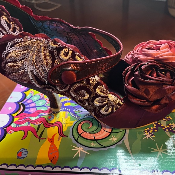 Irregular Choice Burgundy Heels with Floral Detail - Picture 3 of 3